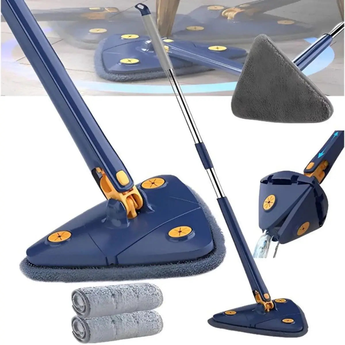 Esfregão de limpeza ajustável, alongado triangular