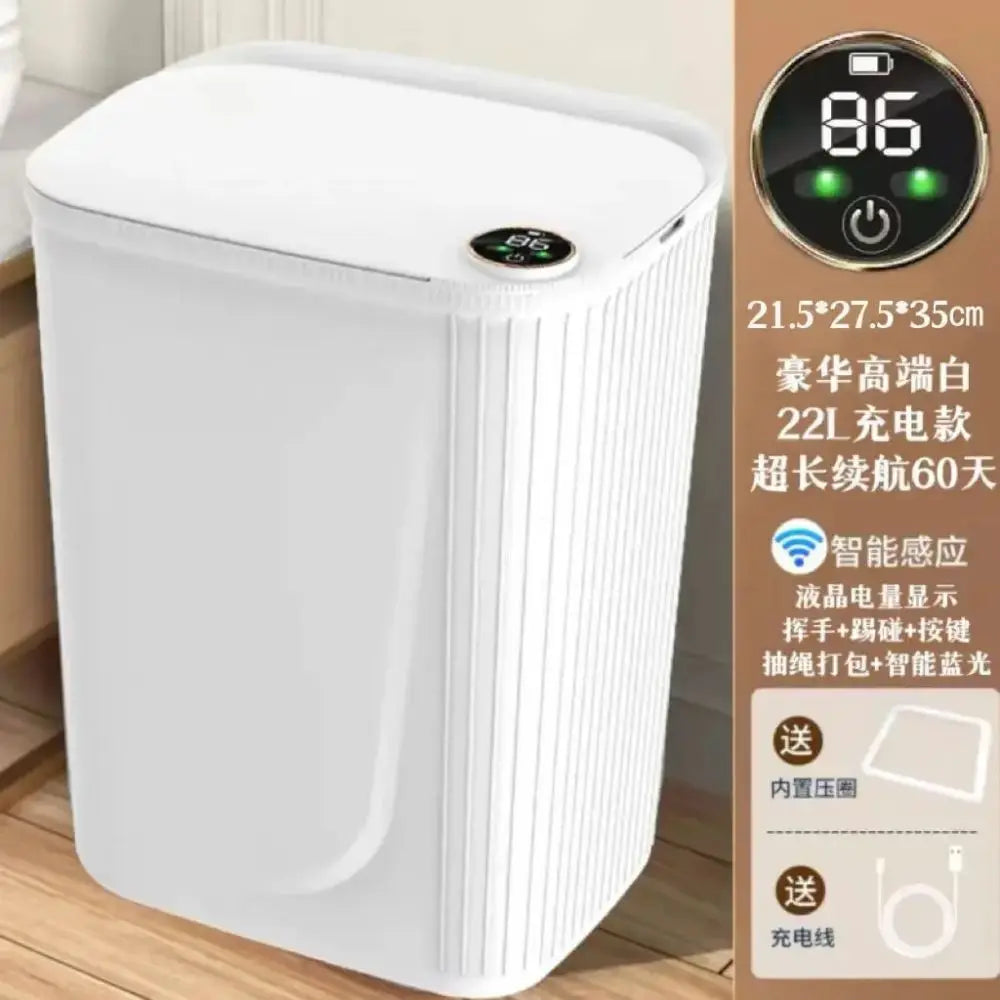 Lixeira com sensor inteligente lata de lixo com display tipo-c recarga automática lixeira para banheiro cozinha lixeira casa inteligente