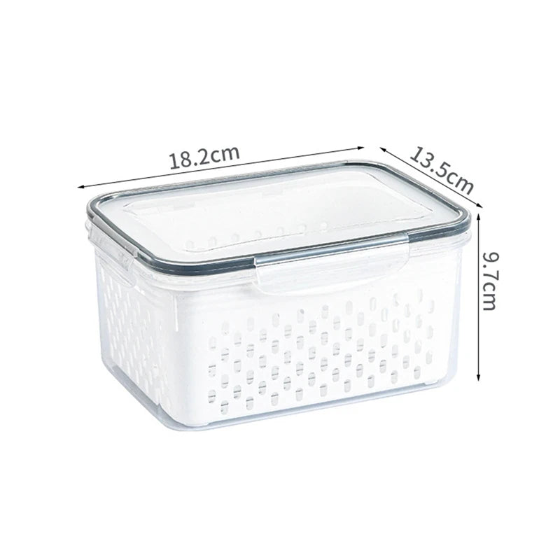 Conjunto de recipiente de armazenamento de alimentos para geladeira, 3 pacotes com tampas com filtro