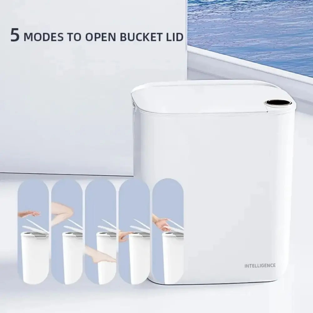 Lixeira com sensor inteligente lata de lixo com display tipo-c recarga automática lixeira para banheiro cozinha lixeira casa inteligente
