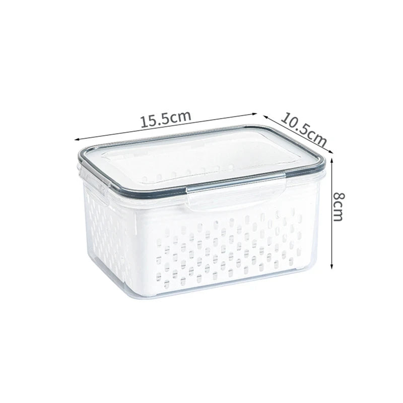 Conjunto de recipiente de armazenamento de alimentos para geladeira, 3 pacotes com tampas com filtro