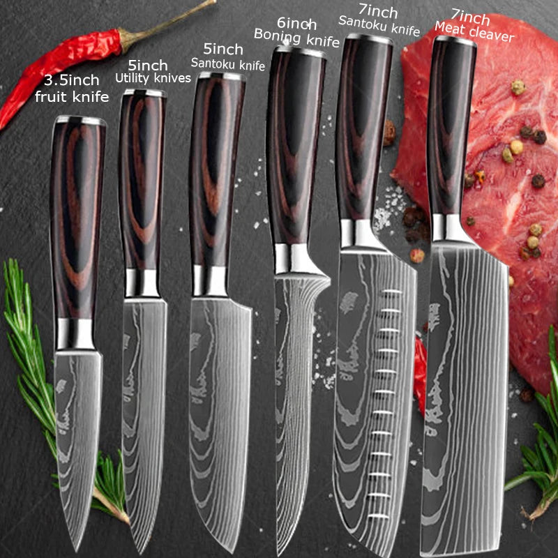Facas de cozinha, Damasco faca do chef, conjunto profissional desossa, faca cutelo, faca utilitária japonês santoku, faca com capa