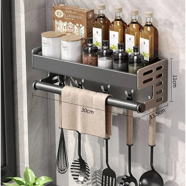 Rack de armazenamento de especiarias de cozinha montado na parede rack de condimentos multifuncional utensílio doméstico rack de cozinha pendurado organizadores