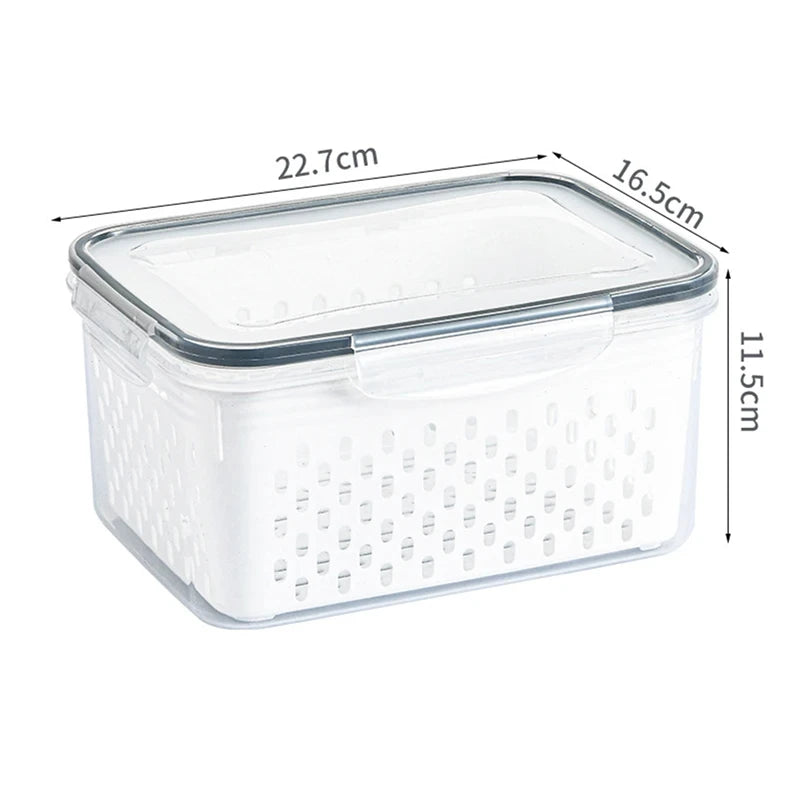 Conjunto de recipiente de armazenamento de alimentos para geladeira, 3 pacotes com tampas com filtro