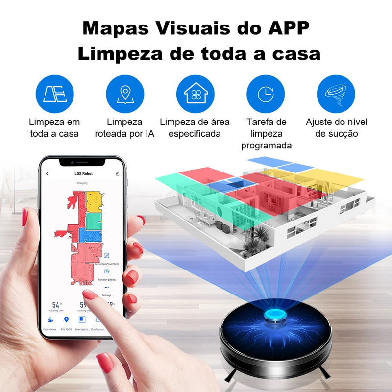 Lilin xr500 robô aspirador de pó a laser lidar navegação