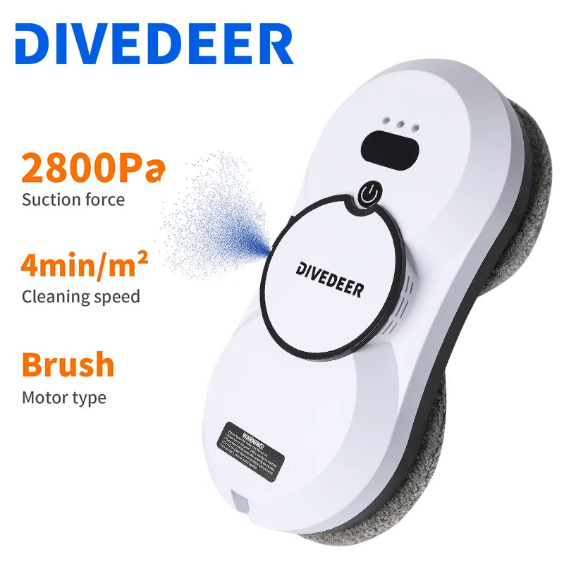 DIVEDEER robô de limpeza de janelas 5600PA grande sucção spray elétrico robô de limpeza de janelas prevenção de queda limpador remoto