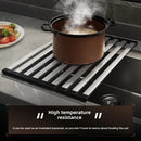 Rack de drenagem de pia de cozinha em aço inoxidável 304, tigela de pia e rack de armazenamento de pratos, cesta de drenagem dobrável e retrátil