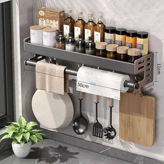 Rack de armazenamento de especiarias de cozinha montado na parede rack de condimentos multifuncional utensílio doméstico rack de cozinha pendurado organizadores