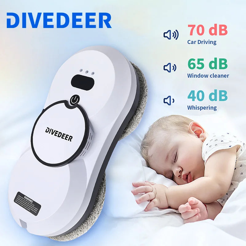 DIVEDEER robô de limpeza de janelas 5600PA grande sucção spray elétrico robô de limpeza de janelas prevenção de queda limpador remoto