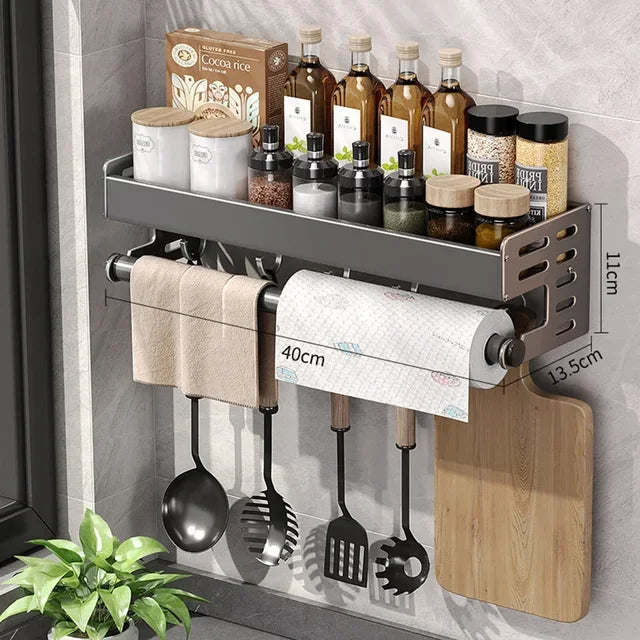 Rack de armazenamento de especiarias de cozinha montado na parede rack de condimentos multifuncional utensílio doméstico rack de cozinha pendurado organizadores