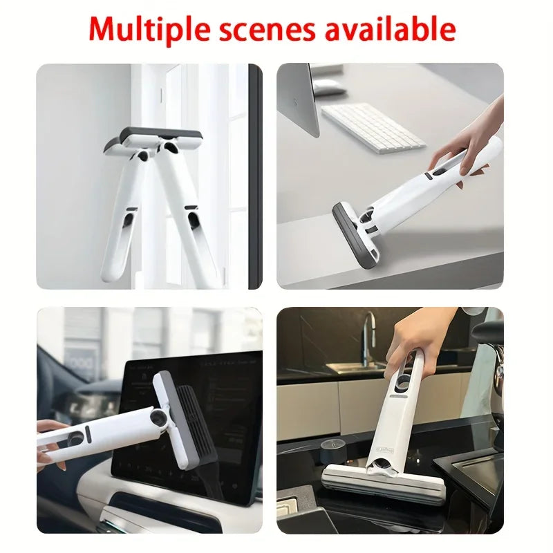 Mini esfregão poderoso, mini esfregão dobrável para limpeza doméstica com esfregão de lavagem de piso com auto-aperto, ferramentas de limpeza de carro e janela de mesa