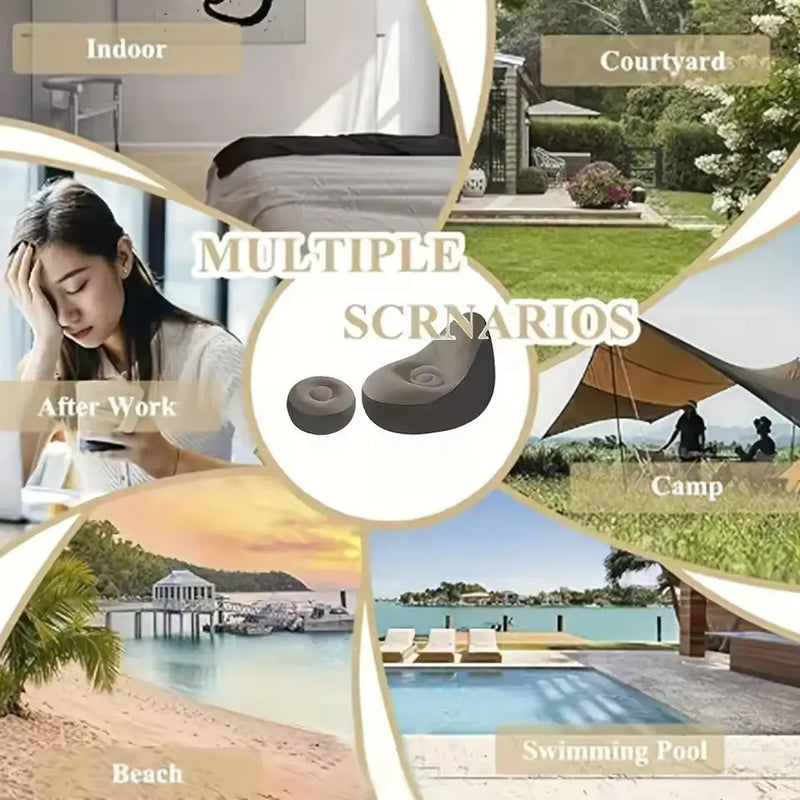 Sofá pufe inflável cadeira PVC reunindo sofá dobrável com conjunto de espreguiçadeira de almoço deslizante