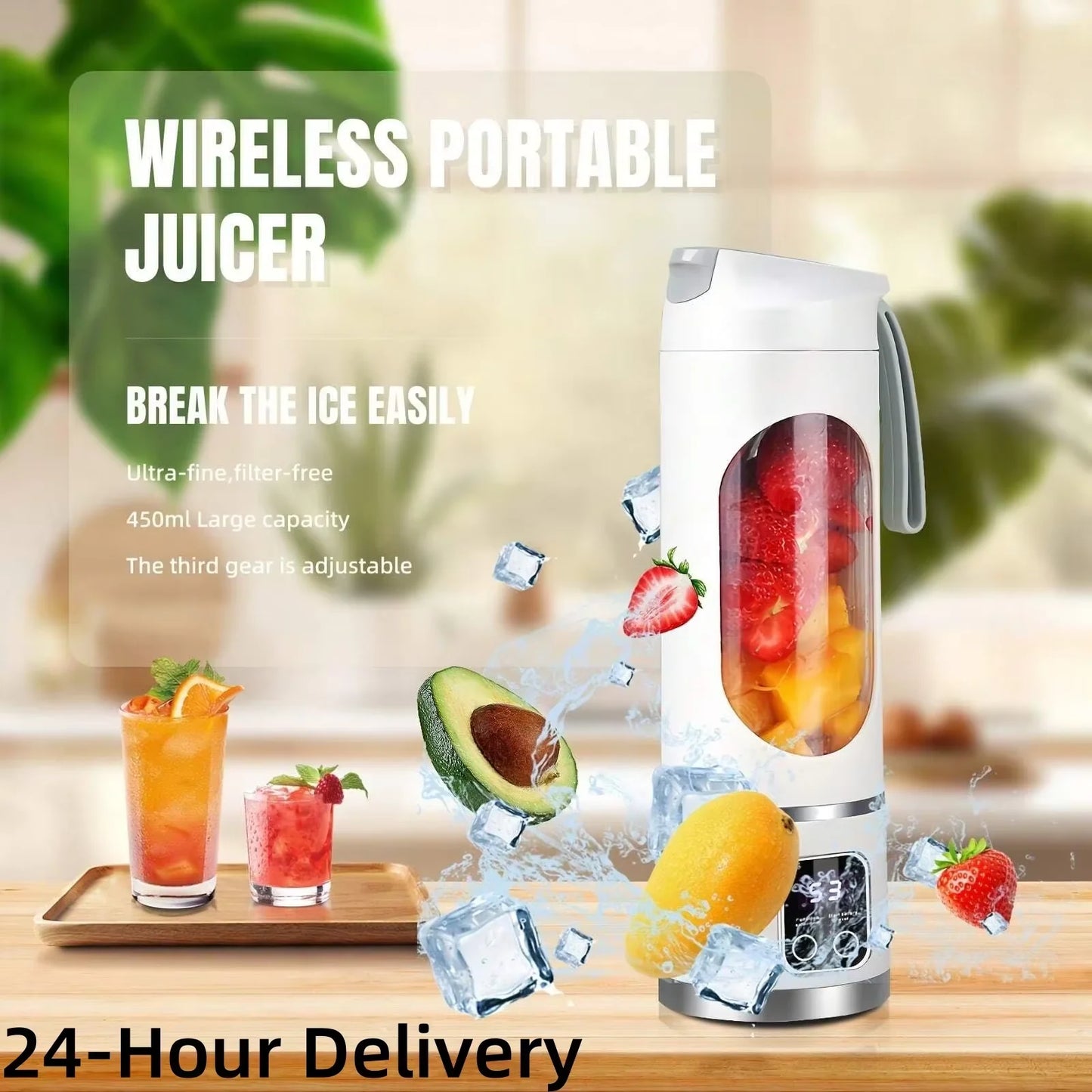 Display digital copo de suco de alto valor carregamento portátil e início de um clique inteligente mini espremedor doméstico acompanhando espremedor