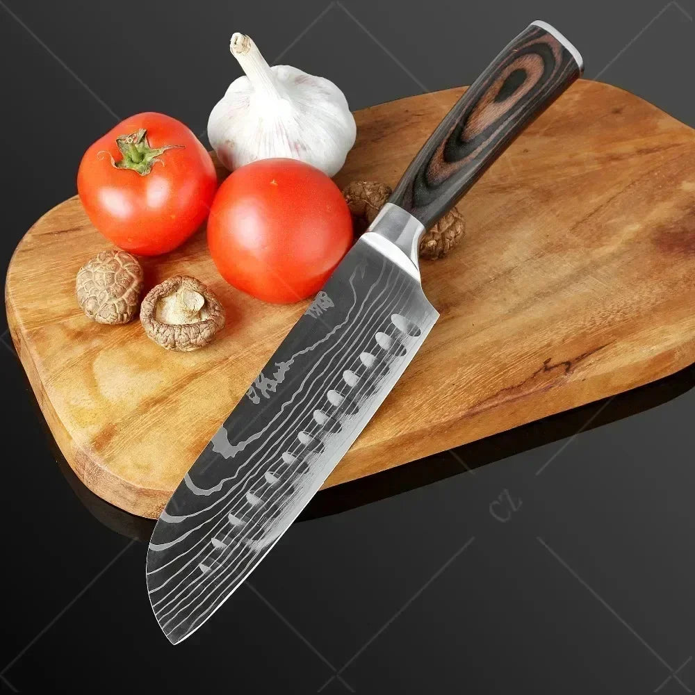 Facas de cozinha, Damasco faca do chef, conjunto profissional desossa, faca cutelo, faca utilitária japonês santoku, faca com capa
