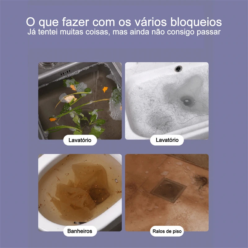 Desentupidor Manual de Canos de Alta Pressão, Banheiro Doméstico, Cano de Cozinha, Desentupidor de Esgoto