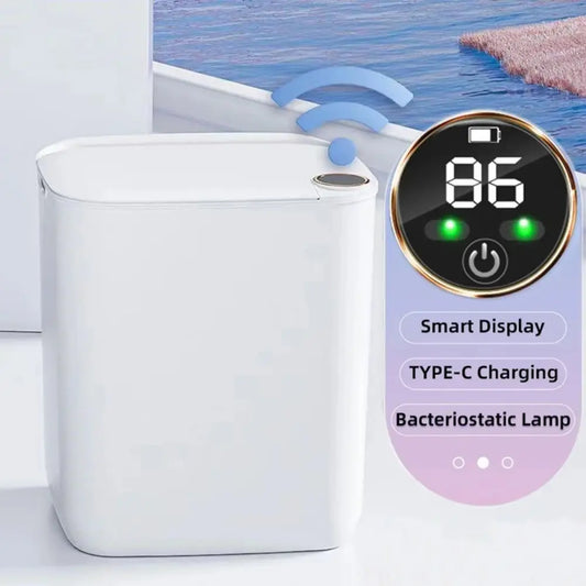 Lixeira com sensor inteligente lata de lixo com display tipo-c recarga automática lixeira para banheiro cozinha lixeira casa inteligente