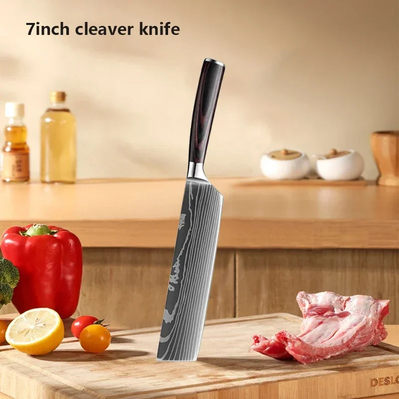 Facas de cozinha, Damasco faca do chef, conjunto profissional desossa, faca cutelo, faca utilitária japonês santoku, faca com capa