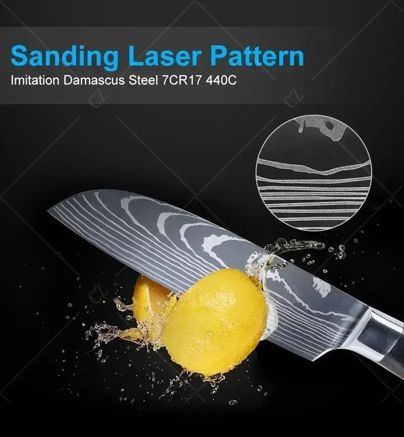 Facas de cozinha, Damasco faca do chef, conjunto profissional desossa, faca cutelo, faca utilitária japonês santoku, faca com capa