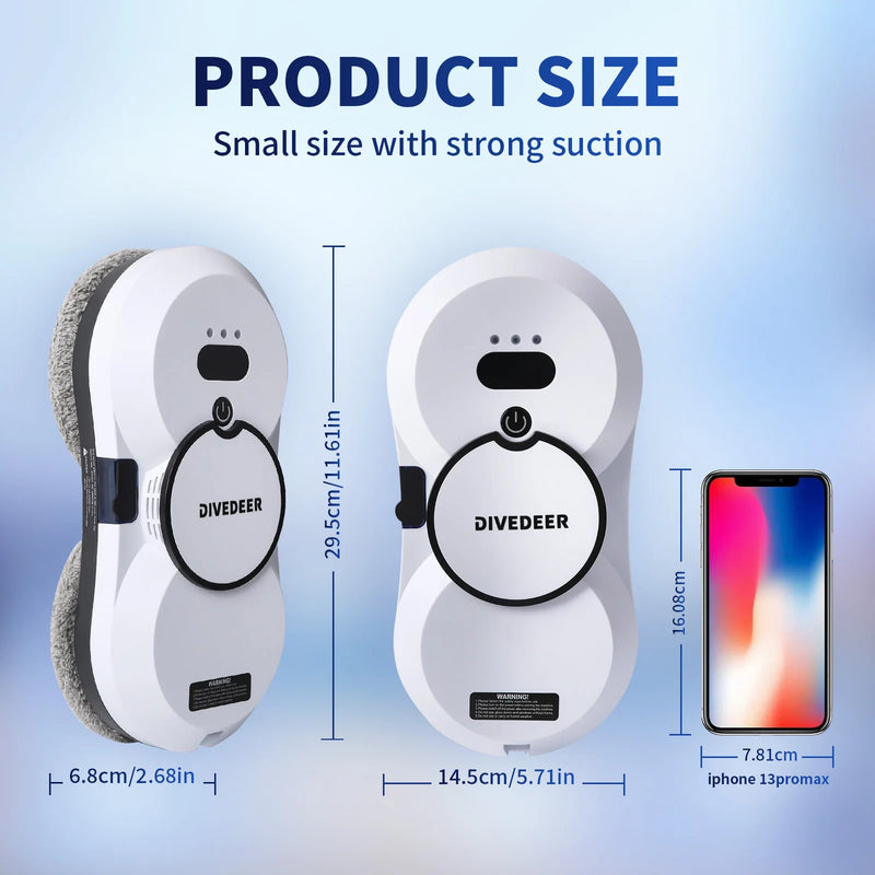 DIVEDEER robô de limpeza de janelas 5600PA grande sucção spray elétrico robô de limpeza de janelas prevenção de queda limpador remoto