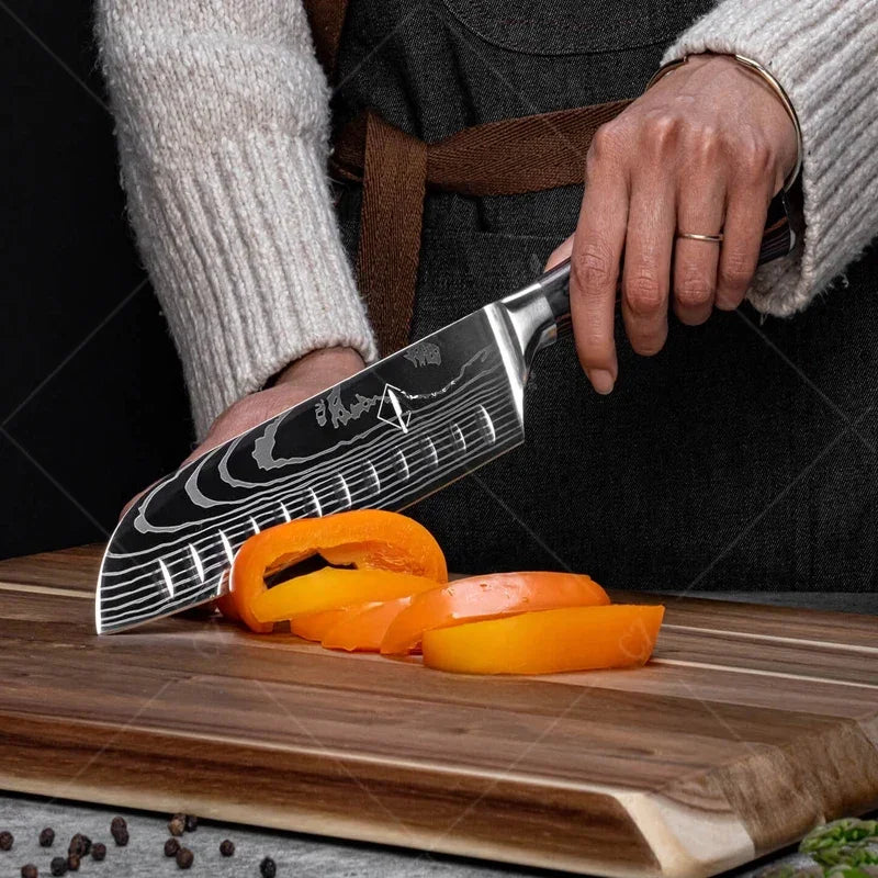 Facas de cozinha, Damasco faca do chef, conjunto profissional desossa, faca cutelo, faca utilitária japonês santoku, faca com capa