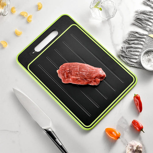 Bandeja de placa de descongelamento 4 em 1, milagre derreter duplo como tábua de corte com ralador, apontador, tábua de cortar dupla face, descongelar carne