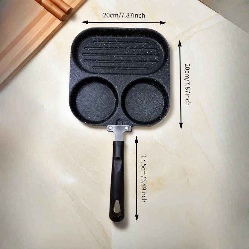 Frigideira grossa de três em um para uso doméstico, frigideira de fundo plano