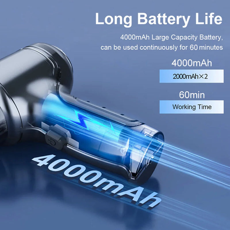 Aspirador de pó portátil para carro, sem fio, 95000pa, forte sucção, soprador 2 em 1, para casa e carro
